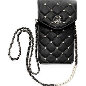Badgley MischkaQuilted Faux Leather & Faux Pearl Phone Case
